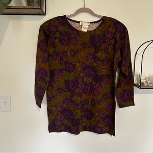 NWT Vintage Studio Casual Corner Floral Print Blouse Top Shirt Size Large